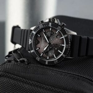 Emporio Armani Diver - Montre Chronographe 10 ATM pour Homme - Noir