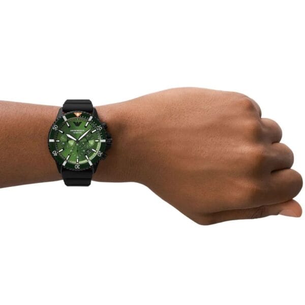 Emporio Armani Diver - Montre Chronographe 10 ATM pour Homme - Vert – Image 15