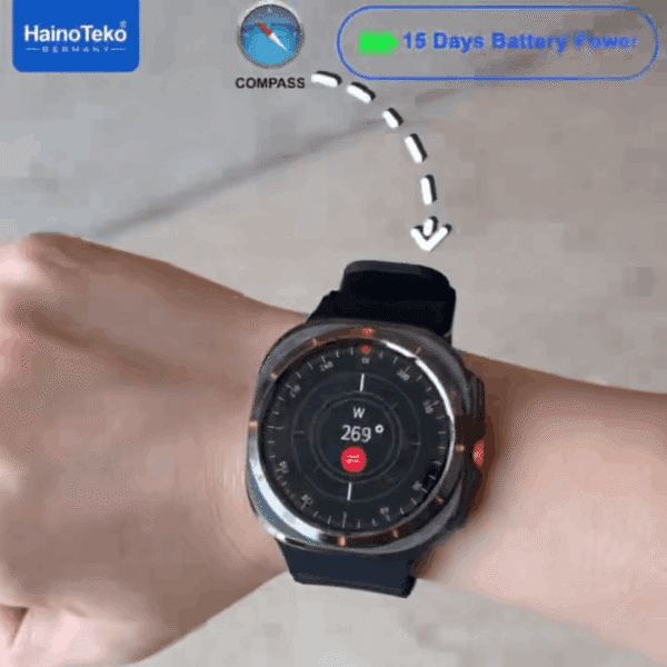 HainoTeko-17 Waterproof - Smart Watch Ultra AMOLED, 15 jours d’Autonomie & Boussole intégrée – Image 5