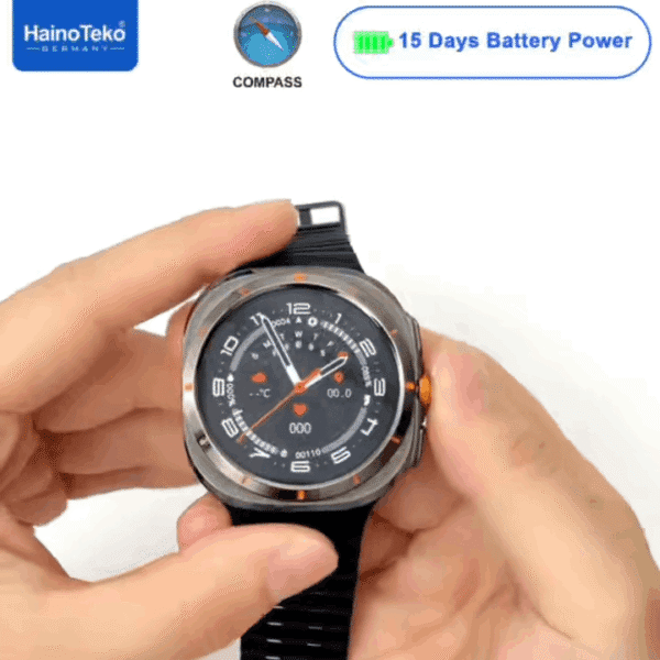 HainoTeko-17 Waterproof - Smart Watch Ultra AMOLED, 15 jours d’Autonomie & Boussole intégrée – Image 4