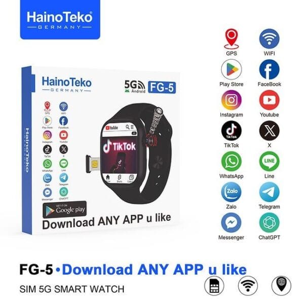 HainoTeko FG-5 - Smartwatch 5G avec SIM & Camera – Design Serie 10 – Image 2