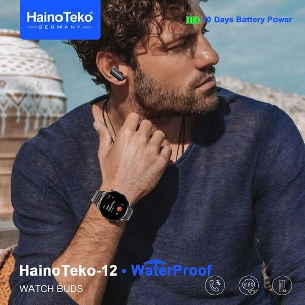 HainoTeko-12 Watch Buds – Smartwatch Waterproof Écran AMOLED & Écouteurs Bluetooth – Image 6