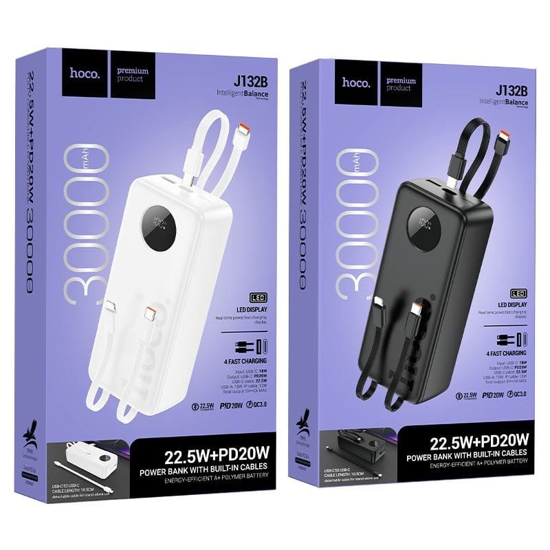 Hoco J132B Sabio - PowerBank Fast Charging 30000mAh 22.5W + PD20W Hoco J132B Sabio - PowerBank Fast Charging 30000mAh 22.5W + PD20W