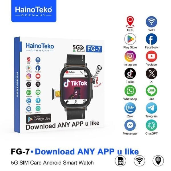HainoTeko FG-7 – Smart Watch Android 5G SIM avec Caméra Rotative – Image 9