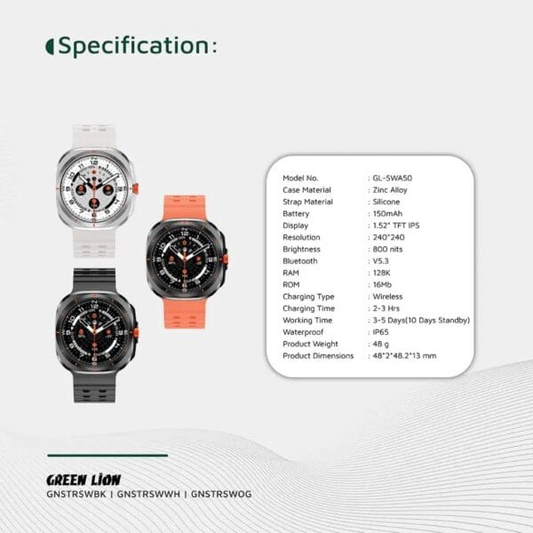 Green Lion Strive - Smart Watch avec Écran 1.52" TFT IPS – Image 7