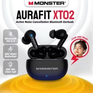 Monster Aura Fit XT02 – Écouteurs Bluetooth avec ANC & 4 Micros ENC