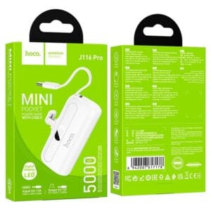 Hoco J116 Pro Pocket – Mini Power Bank Ultra-Compact avec Câbles Intégrés