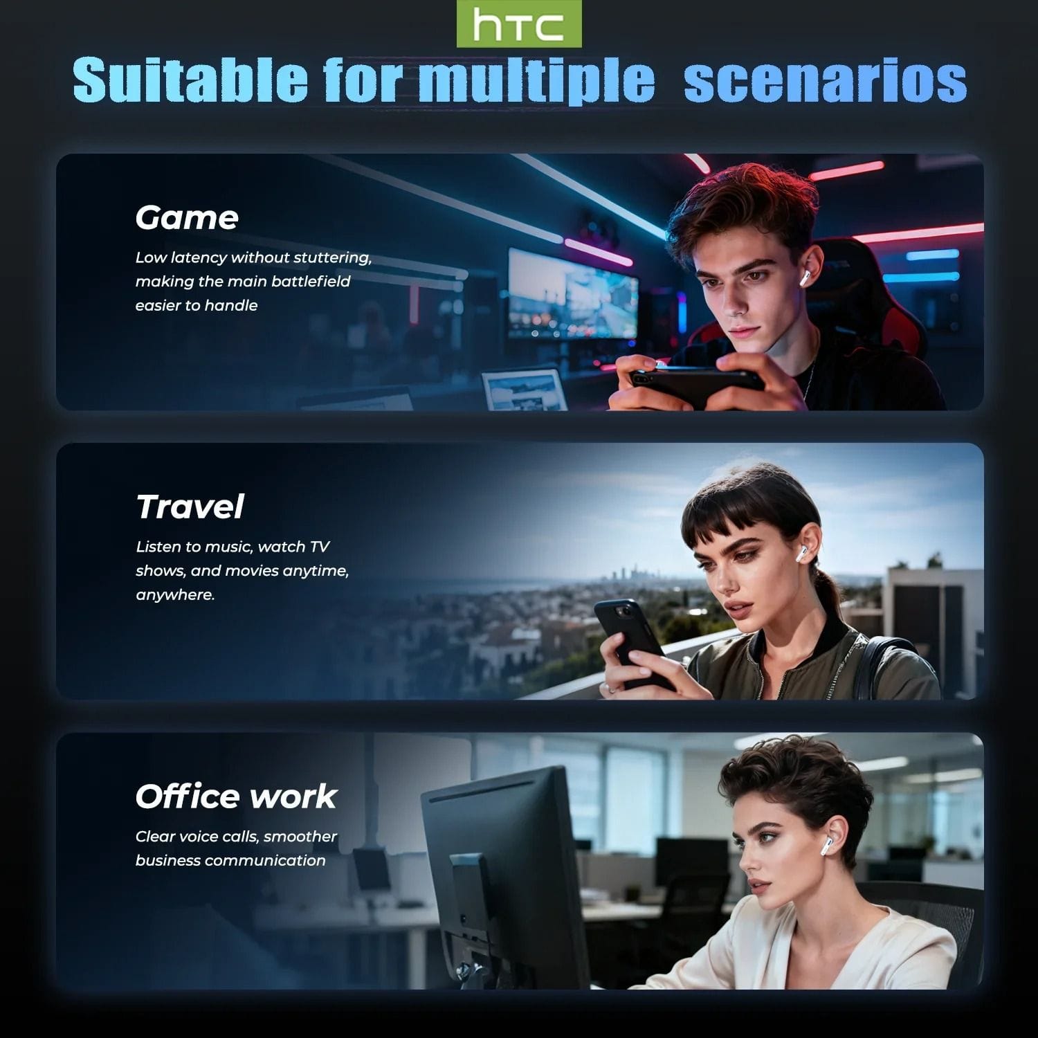 HTC NE49 – Écouteurs Bluetooth 6.0 avec Traduction IA pour Gaming HTC NE49 – Écouteurs Bluetooth 6.0 avec Traduction IA pour Gaming – Image 10