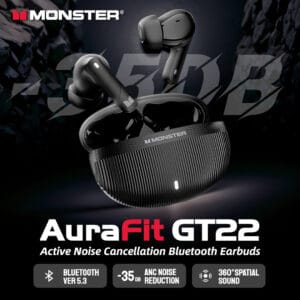 Monster AuraFit GT22 – Écouteurs Bluetooth 5.4 avec ANC & 4 Micros ENC
