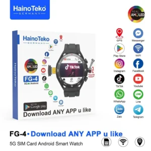 HainoTeko FG-4 5G – Smartwatch AMOLED avec SIM, Wi-Fi ,GPS & Caméra Rotative