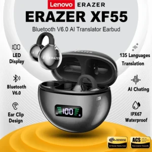 Lenovo ERAZER XF55 – Écouteurs Bluetooth 6.0 avec Traduction IA Et écran LED