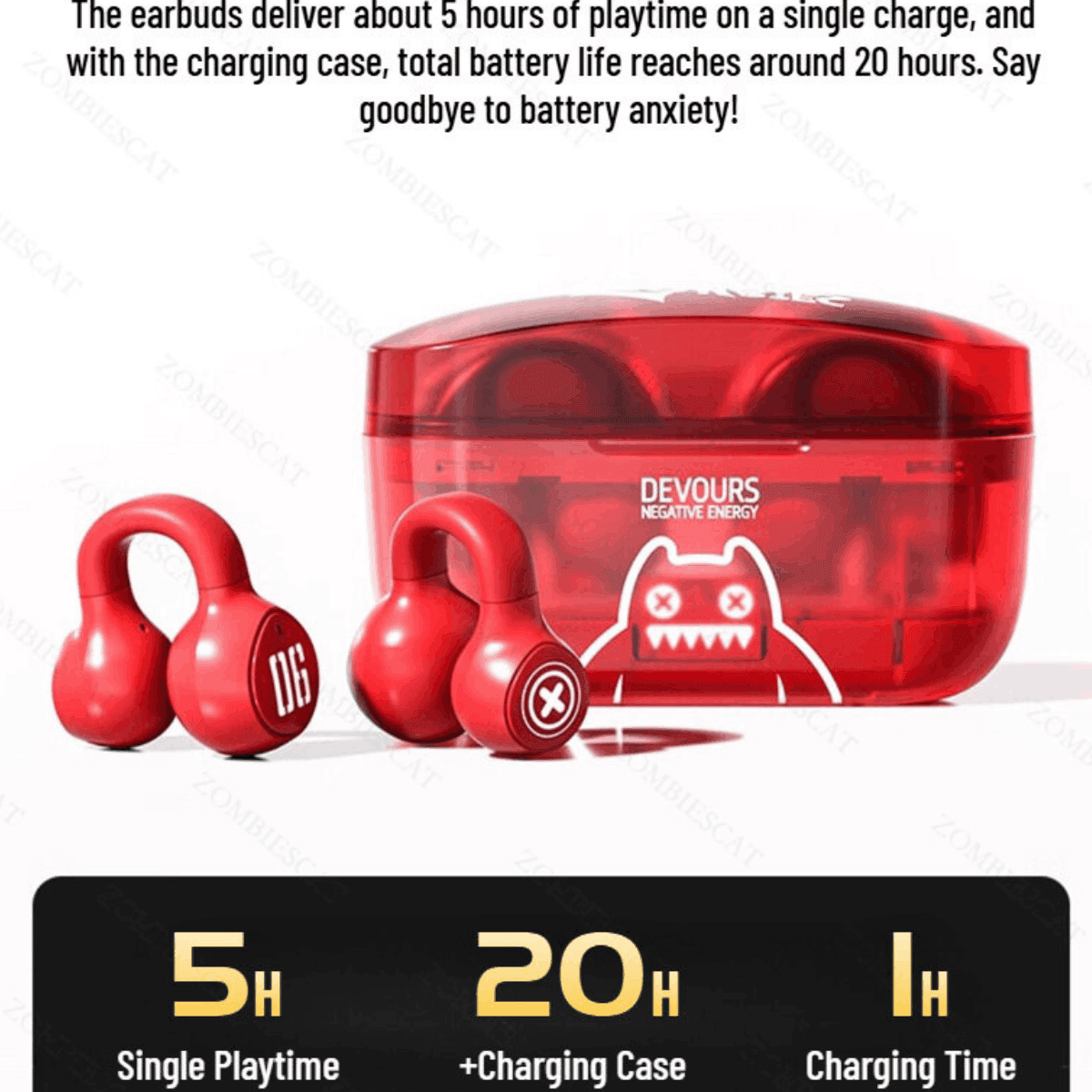 ZombiesCat S4 – Écouteurs Bluetooth 5.3 à Clip ZombiesCat S4 – Écouteurs Bluetooth 5.3 à Clip – Image 2