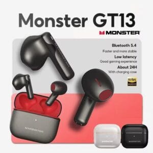 Monster Aura Fit GT13 – Écouteurs Bluetooth 5.4 | Son HiFi & Mode Gaming