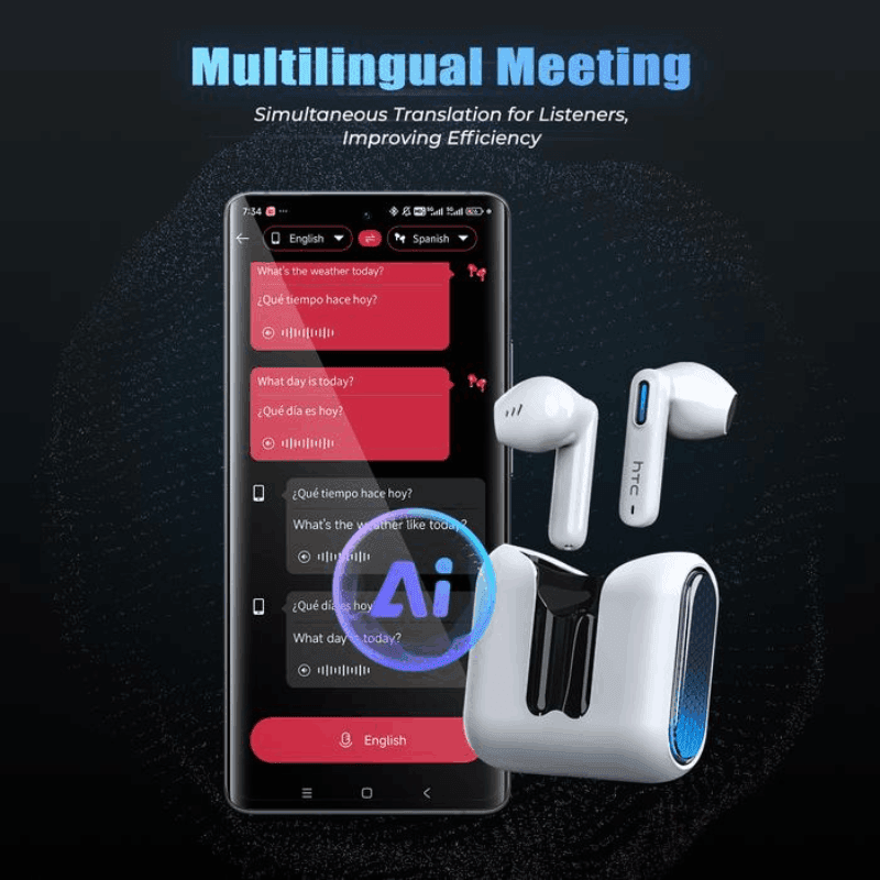 HTC NE49 – Écouteurs Bluetooth 6.0 avec Traduction IA + Mode Gaming HTC NE49 – Écouteurs Bluetooth 6.0 avec Traduction IA + Mode Gaming – Image 8