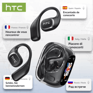 HTC NE11 - Écouteurs Bluetooth 6.0 avec Traduction IA & Écran Tactile