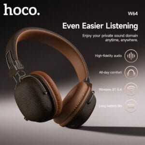 Hoco W64 – Casque Bluetooth 5.4, Autonomie 32h & Mode Filaire AUX