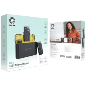 Green Lion 3en1 - Microphone 360° avec Réduction de Bruit | USB-C, Lightning, AUX