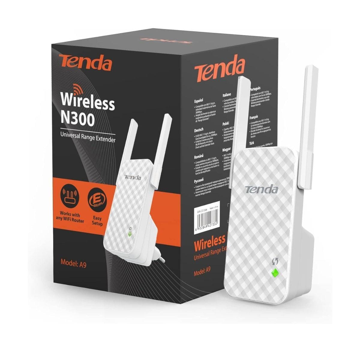 Tenda A9 N300 – Répéteur Wi-Fi 300Mbps avec Mode Point d’Accès & Port Ethernet 100Mbps Tenda A9 N300 – Répéteur Wi-Fi 300Mbps avec Mode Point d’Accès & Port Ethernet 100Mbps