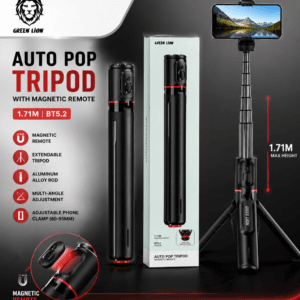 Green Lion AUTO POP TRIPOD – Trépied Extensible avec Télécommande Magnétique Bluetooth V5.2