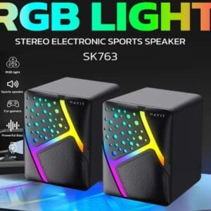 HAVIT SK763 – Haut-Parleurs Stéréo USB 2.0 RGB avec Drivers 52 mm
