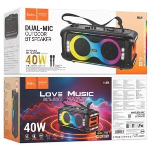 🔊 HOCO HA9 Kayman – Enceinte Bluetooth Portable 60W avec 2 Micros Sans Fil