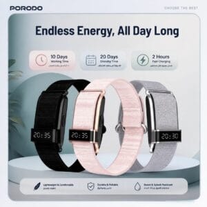 PORODO TRACKFIT PRO – Bracelet connecté IP68, Bluetooth et autonomie 10 jours
