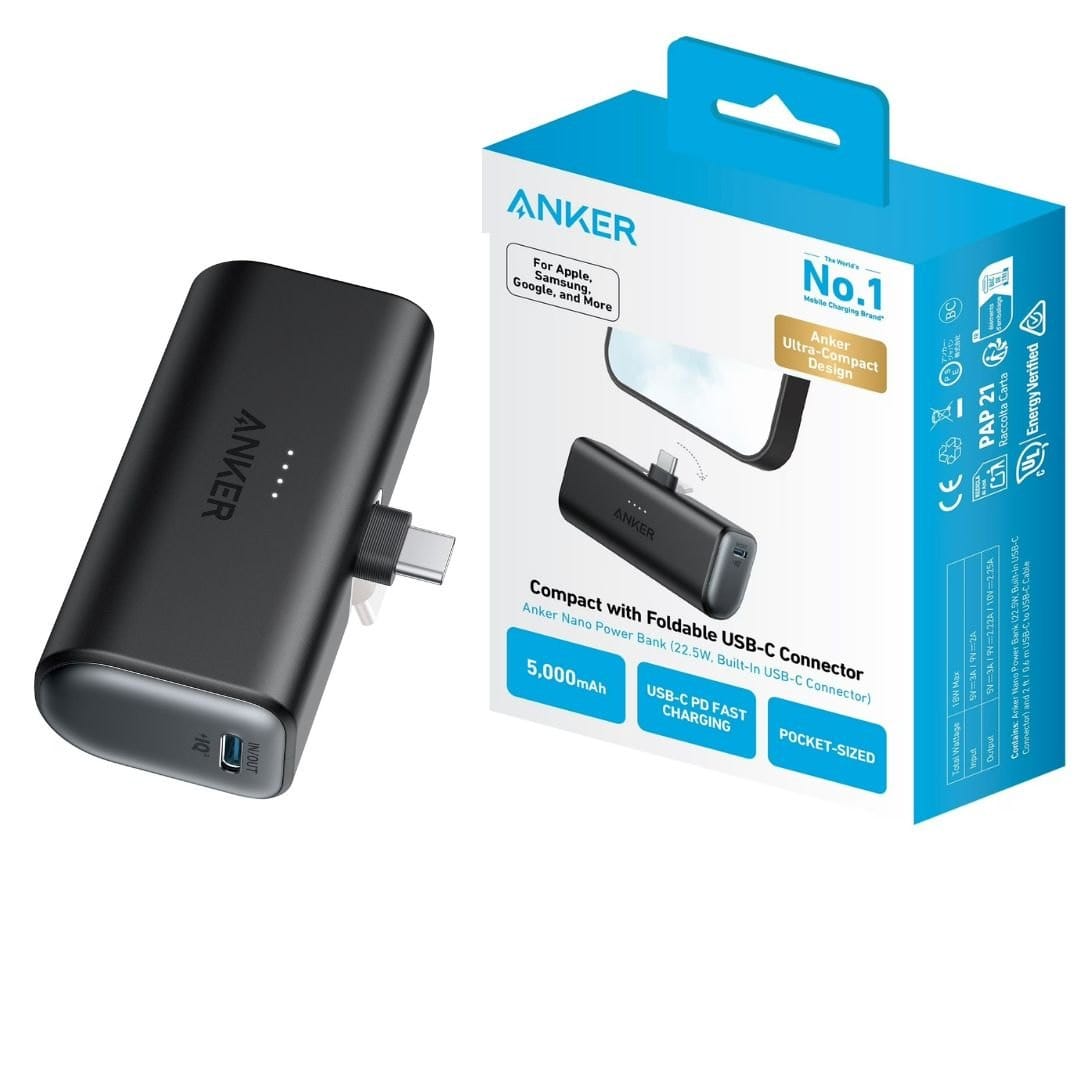 Anker Nano – Power Bank 5000mAh avec Connecteur USB-C Intégré et Charge Rapide 22,5W Anker Nano – Power Bank 5000mAh avec Connecteur USB-C Intégré et Charge Rapide 22,5W – Image 2