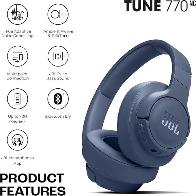 JBL Tune 770NC – Casque Bluetooth avec Son Pure Bass JBL | ANC Adaptatif | Autonomie 70h JBL Tune 770NC – Casque Bluetooth avec Son Pure Bass JBL | ANC Adaptatif | Autonomie 70h – Image 4