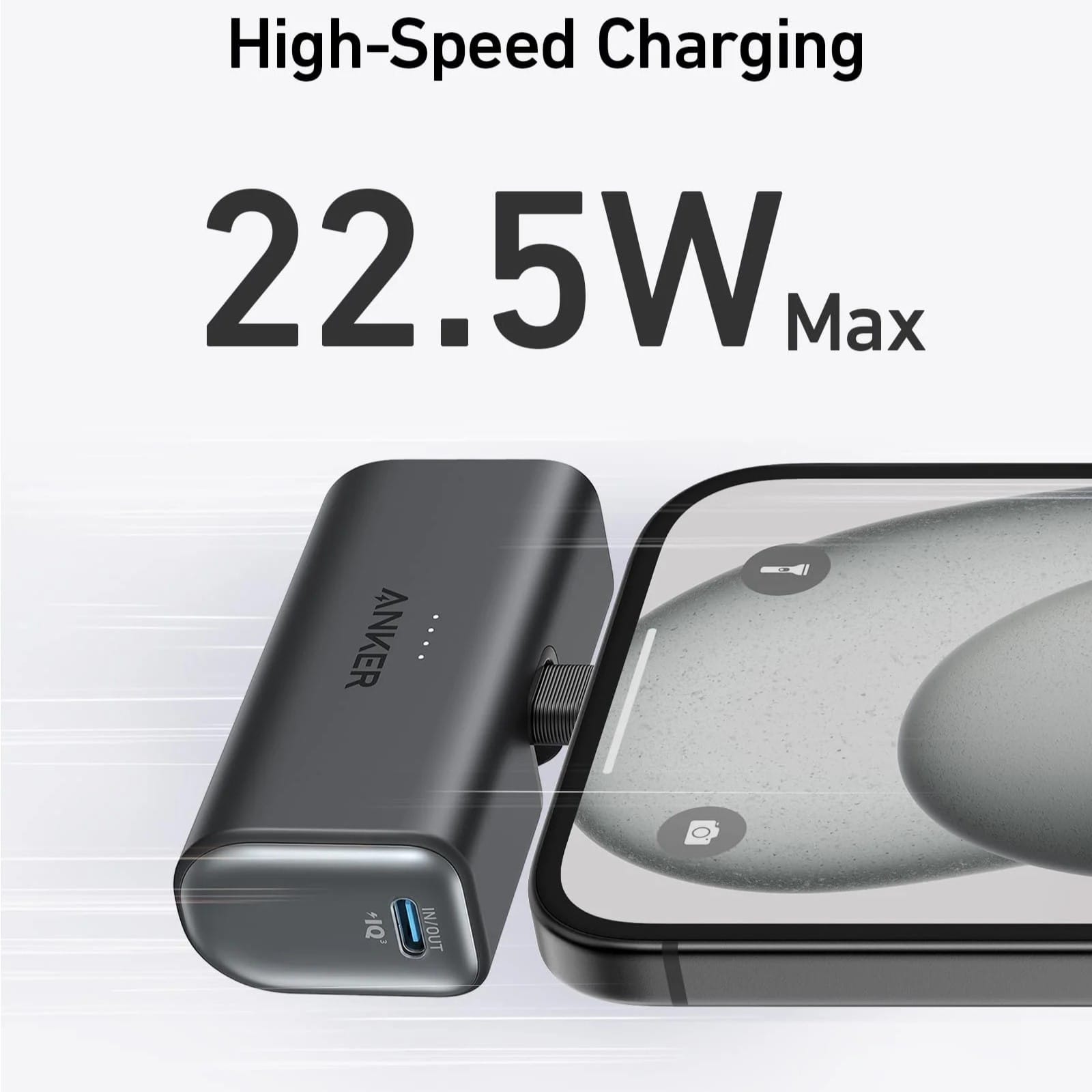 Anker Nano – Power Bank 5000mAh avec Connecteur USB-C Intégré et Charge Rapide 22,5W Anker Nano – Power Bank 5000mAh avec Connecteur USB-C Intégré et Charge Rapide 22,5W – Image 3