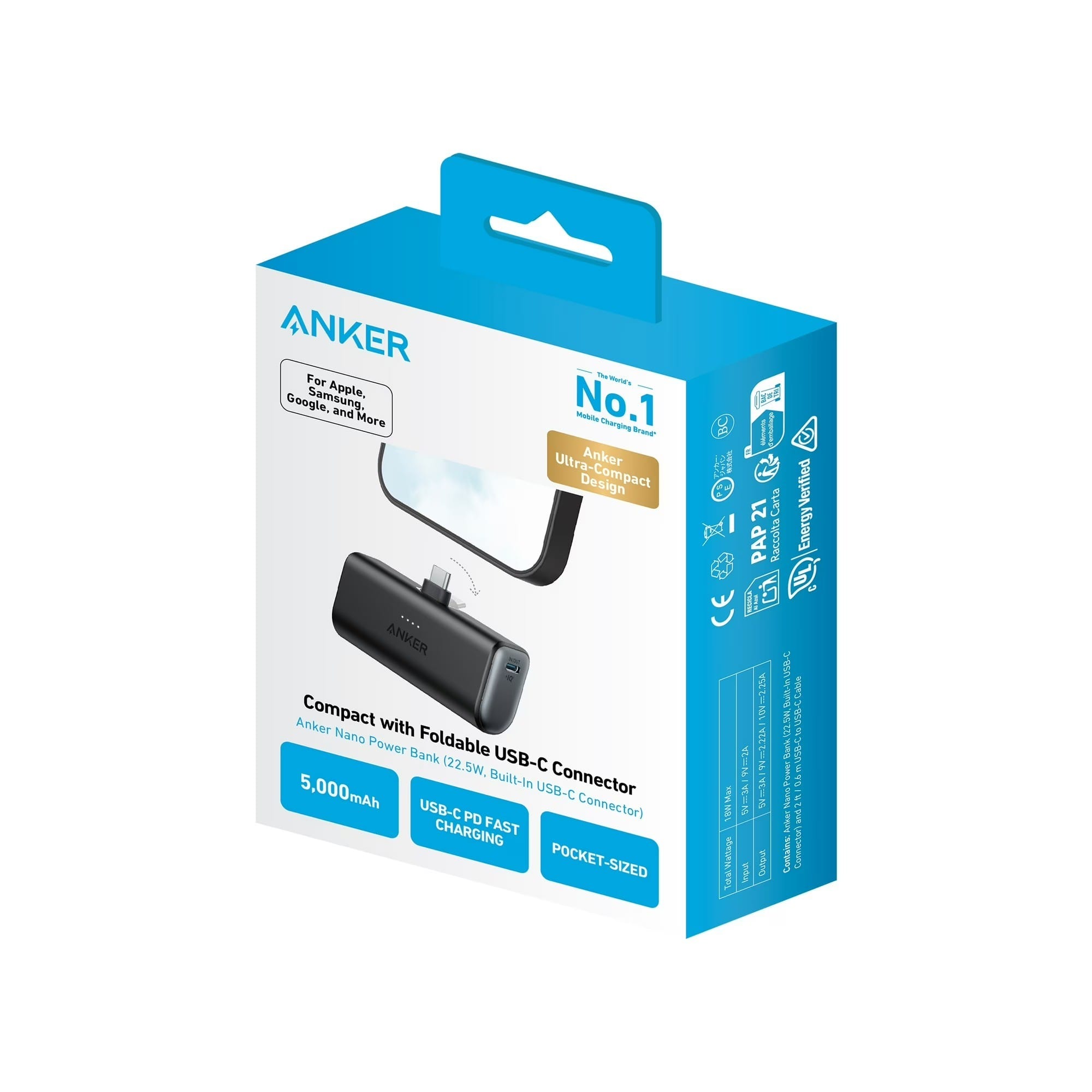 Anker Nano – Power Bank 5000mAh avec Connecteur USB-C Intégré et Charge Rapide 22,5W Anker Nano – Power Bank 5000mAh avec Connecteur USB-C Intégré et Charge Rapide 22,5W – Image 19