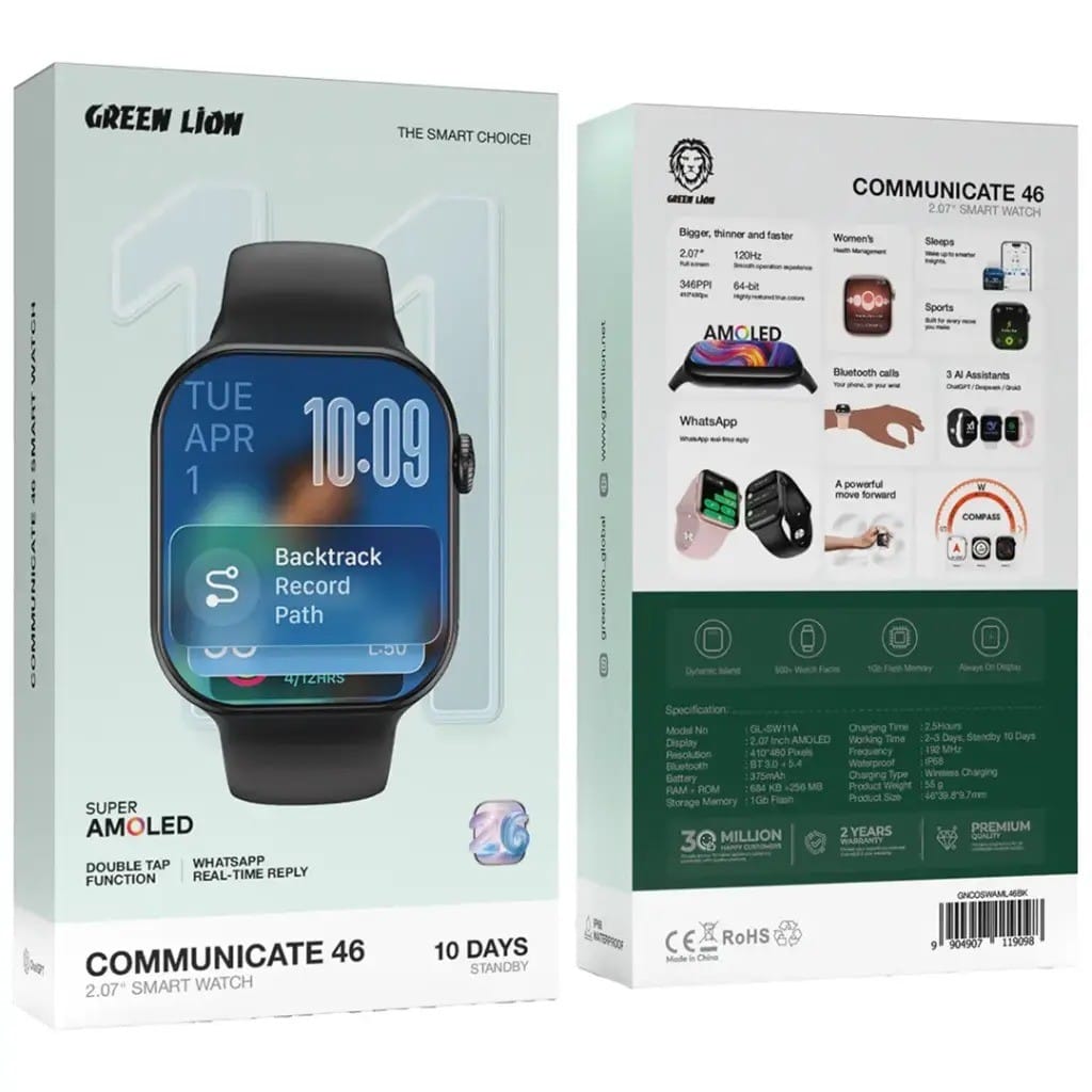 Green Lion Communicate 46 – Smart Watch Bluetooth 5.4 AMOLED 2.07’’ IP68 Green Lion Communicate 46 – Smart Watch Bluetooth 5.4 AMOLED 2.07’’ IP68