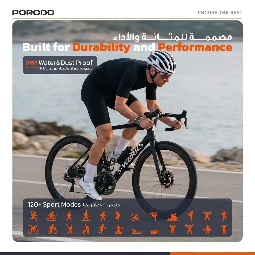 Porodo ActiveX - Pack 2en1 Bracelet Connecté + Écouteurs Bluetooth 6.0 | IP68 | 30 jours d'Autonomie Porodo ActiveX - Pack 2en1 Bracelet Connecté + Écouteurs Bluetooth 6.0 | IP68 | 30 jours d'Autonomie – Image 5
