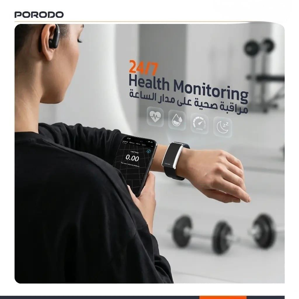 Porodo ActiveX - Pack 2en1 Bracelet Connecté + Écouteurs Bluetooth 6.0 | IP68 | 30 jours d'Autonomie Porodo ActiveX - Pack 2en1 Bracelet Connecté + Écouteurs Bluetooth 6.0 | IP68 | 30 jours d'Autonomie – Image 8