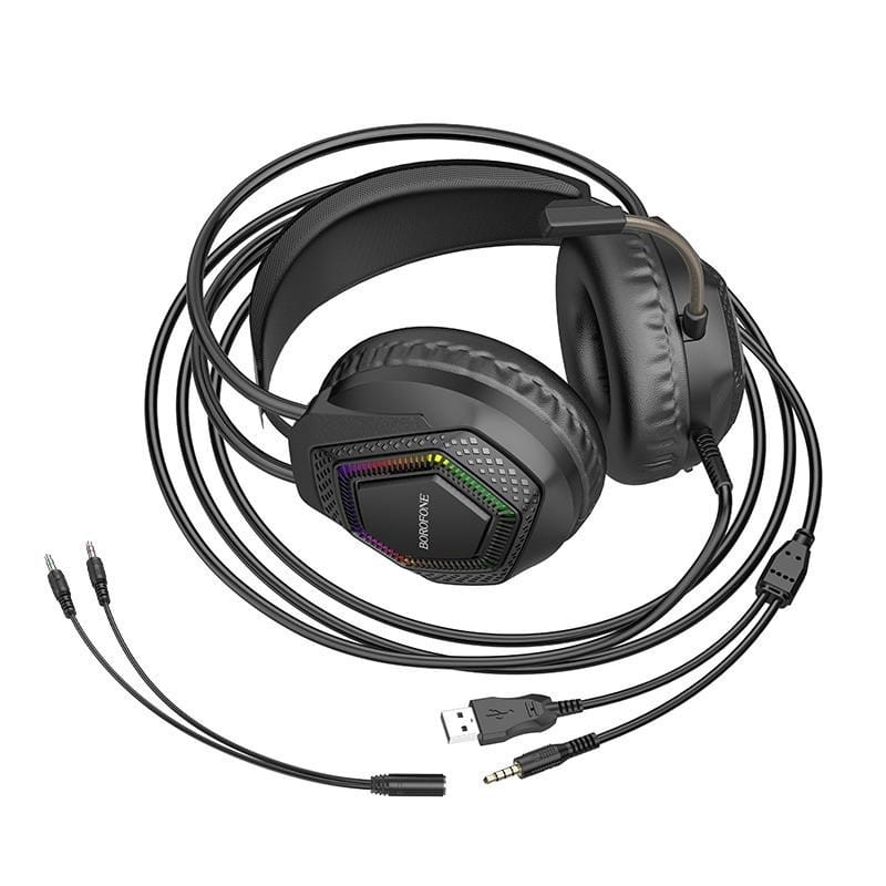 Borofone BO105 Thunder – Casque Gaming | RGB | Microphone | USB + Jack 3,5 mm Borofone BO105 Thunder – Casque Gaming | RGB | Microphone | USB + Jack 3,5 mm – Image 9