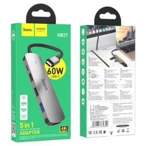 HOCO HB27 – Adaptateur Hub USB-C 5en1 avec HDMI 4K & USB 3.0