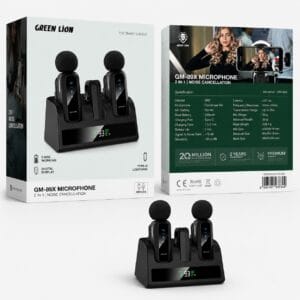 Green Lion GM-89X – Double Microphone Sans Fil Audio 360° | Type-C + Lightning