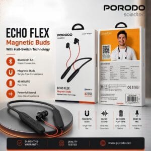 New arrivals Porodo Soundtec Echo Flex – Écouteurs Bluetooth 5.4 Magnétiques avec ANC