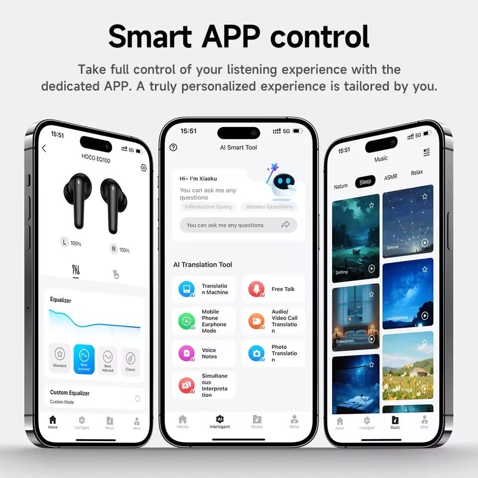 Hoco EQ100 AI – Écouteurs Bluetooth 5.4 avec Traduction IA & 10h d'Autonomie Hoco EQ100 AI – Écouteurs Bluetooth 5.4 avec Traduction IA & 10h d'Autonomie – Image 16