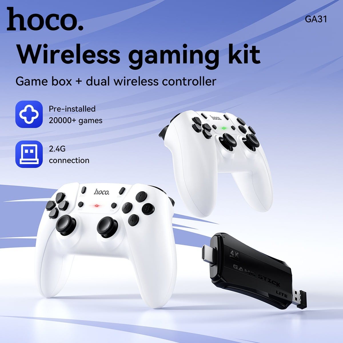 HOCO GA31 - Kit Console de Jeux Rétro HDMI avec 2 Manettes Sans Fil HOCO GA31 - Kit Console de Jeux Rétro HDMI avec 2 Manettes Sans Fil – Image 2