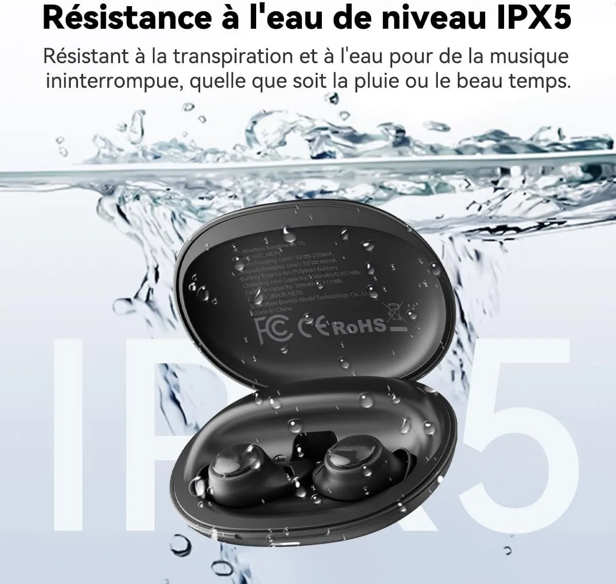 HTC NE76 – Écouteurs Bluetooth 6.0 avec Traduction IA | Spécial sommeil – Image 16