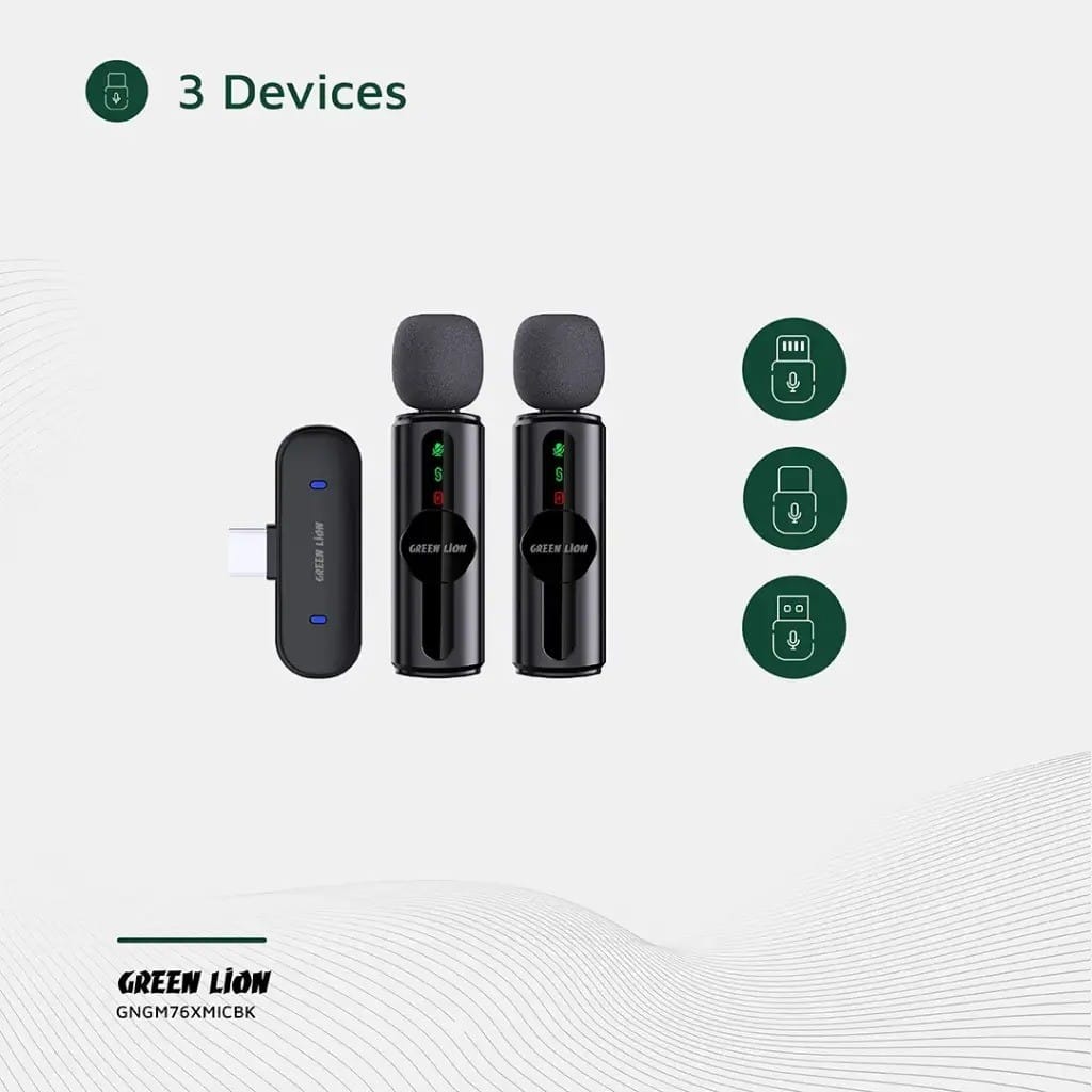 Green Lion GM-76X – Double Microphone avec Réduction du Bruit 3 Niveaux & Captation 360° Green Lion GM-76X – Double Microphone avec Réduction du Bruit 3 Niveaux & Captation 360° – Image 3