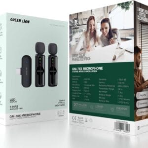 Green Lion GM-76X – Double Microphone avec Réduction du Bruit 3 Niveaux & Captation 360°