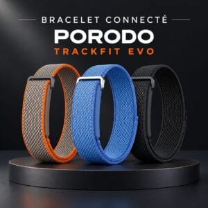 Porodo TrackFit Evo – Bracelet Connecté Bluetooth 5.4 avec Suivi Santé & 120 Modes Sportifs