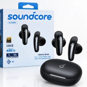 Anker Soundcore Liberty Buds – Écouteurs Bluetooth avec ANC Adaptatif, Audio Spatial & Traduction IA